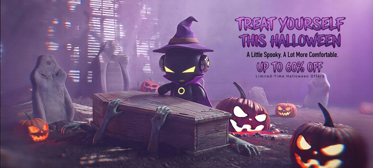 KARNOX Halloween gaming chair sale featuring gaming chairs in a seasonal gaming setup