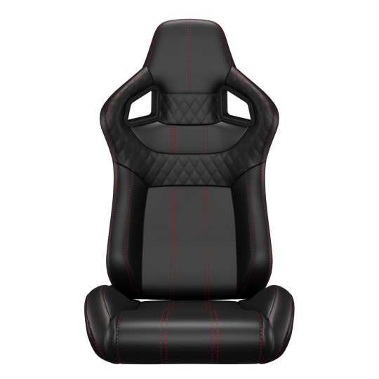 KARNOX Legacy X 8005 Universal Racing Seats Pair - Black Red Stitch