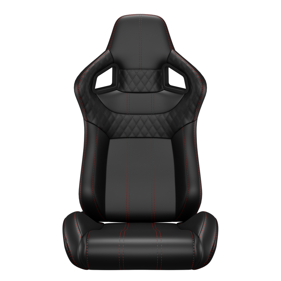 KARNOX Legacy X 8005 Universal Racing Seats Pair - Black Red Stitch