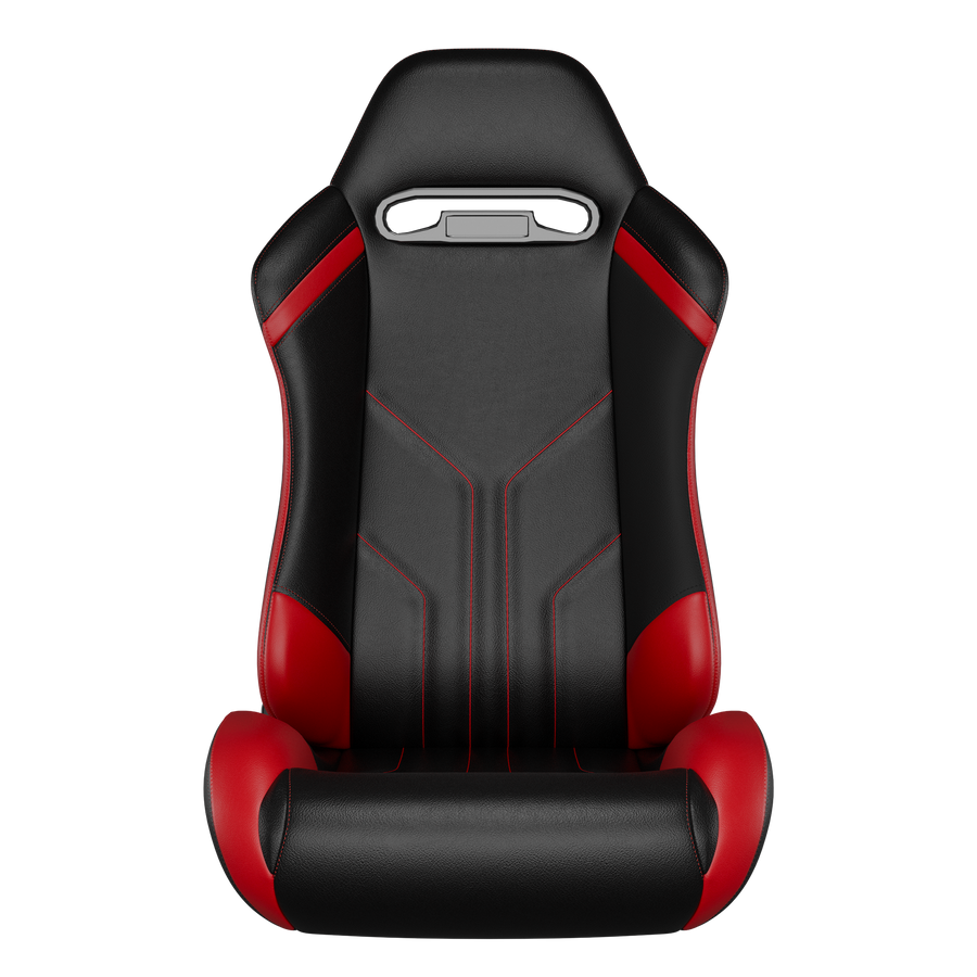 KARNOX Apex 8010 Racing Bucket Seats Pair - Black Red Stitch
