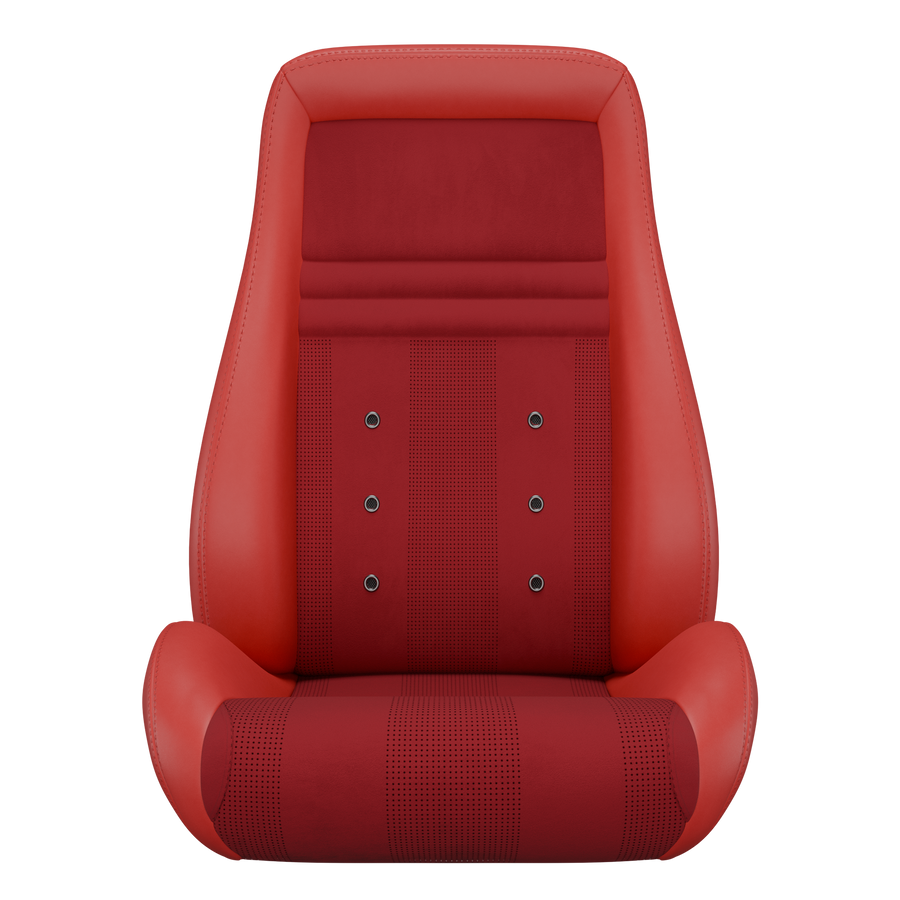 KARNOX Classic Universal Racing Bucket Seats Pair - Red Suede Insert