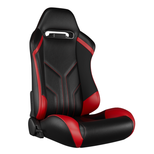 KARNOX Apex 8010 Racing Bucket Seats Pair - Black Red Stitch