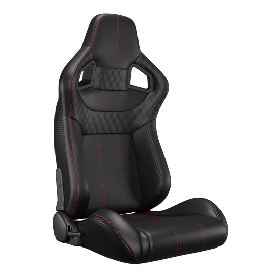 KARNOX Legacy X 8005 Universal Racing Seats Pair - Black Red Stitch