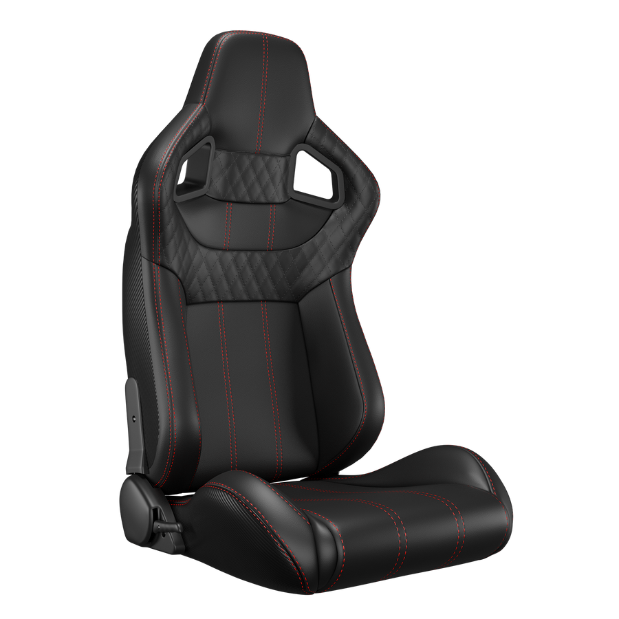 KARNOX Legacy X 8005 Universal Racing Seats Pair - Black Red Stitch - hover