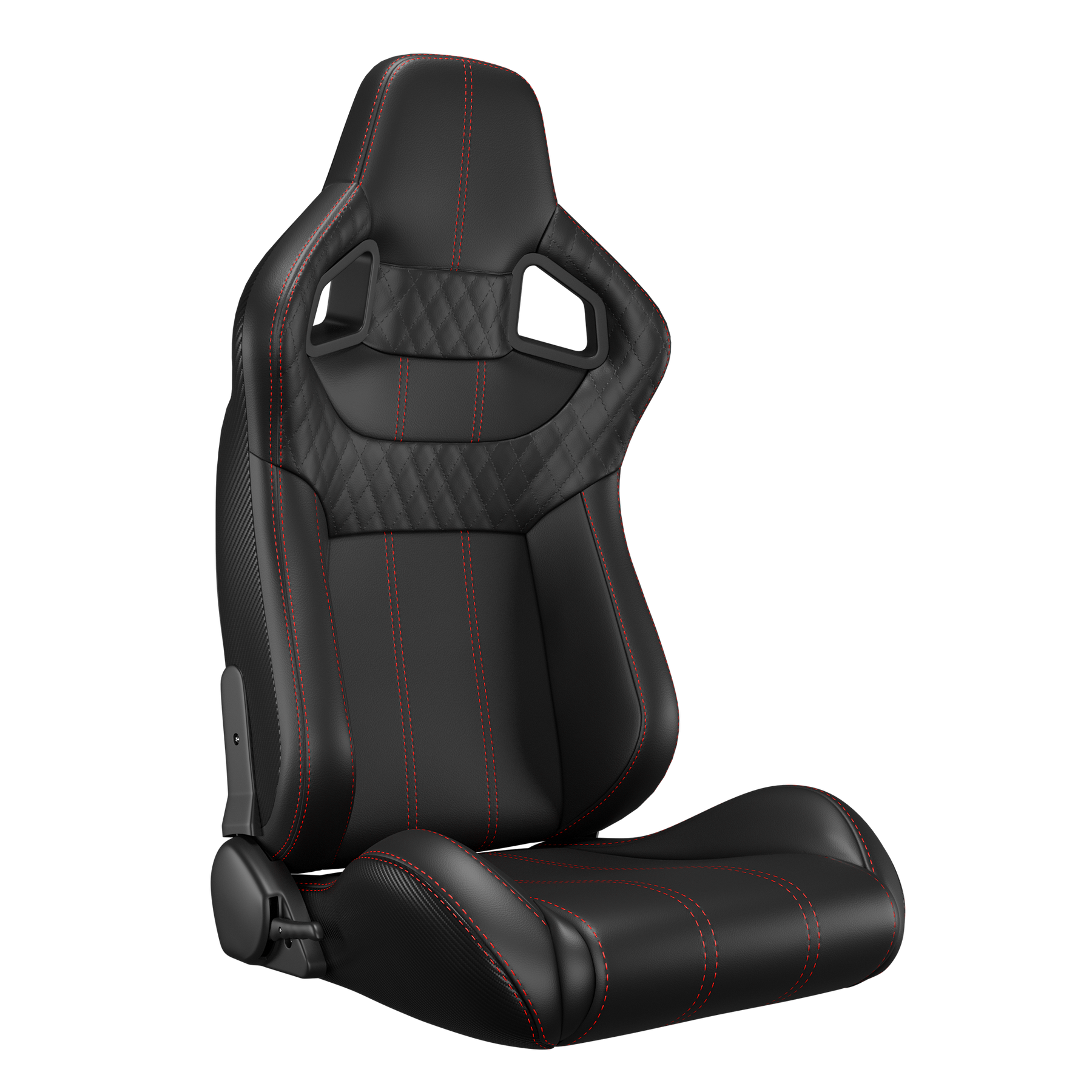 KARNOX Legacy X 8005 Universal Racing Seats Pair - Black Red Stitch